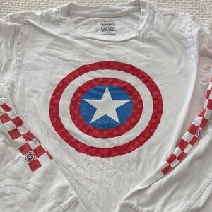 Vans Red and Blue Graphic Long Sleeve Tee